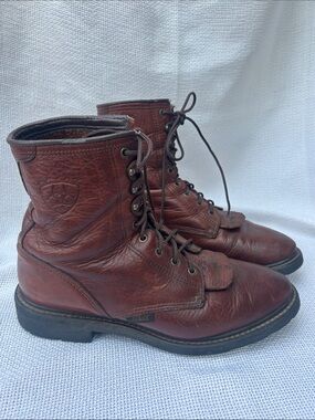 Ariat Men's Dark Brown Leather Lace-Up Work Boots 11.5